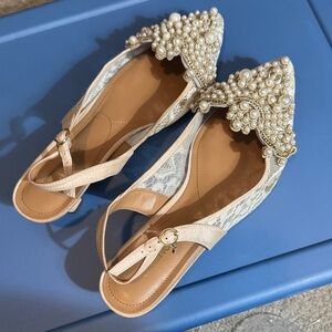 Pearl Embellished Slingback Heels